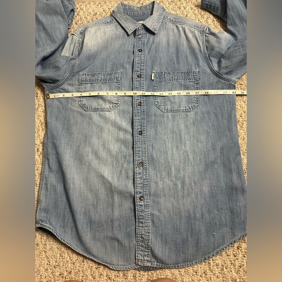 Toms Light Blue Denim oversized Button Down long sleeve Shirt size M - Picture 5 of 8